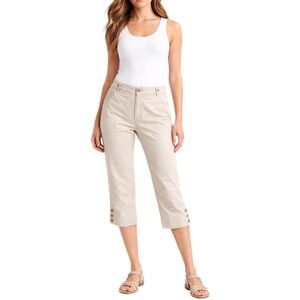 Dockers Capris Beige Casual Pants Flat Front Size 8